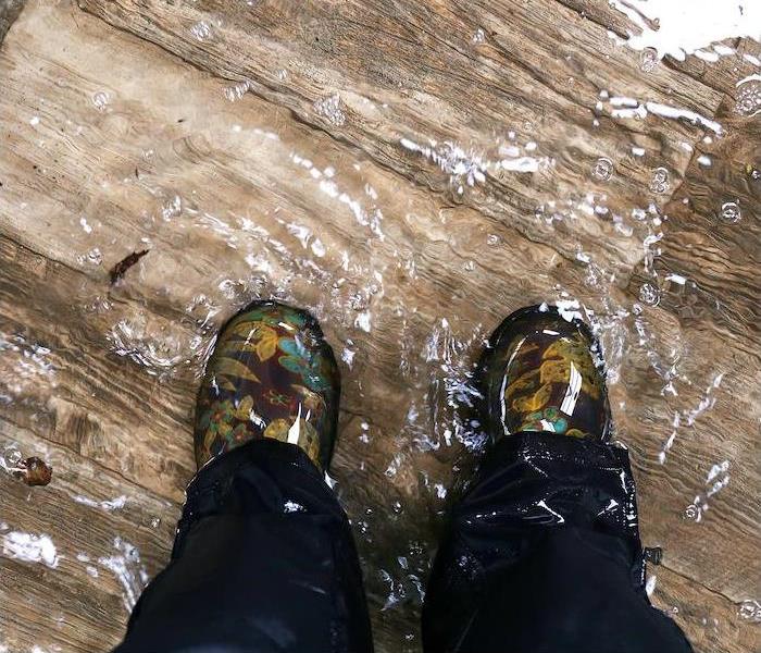 Boots in flood water